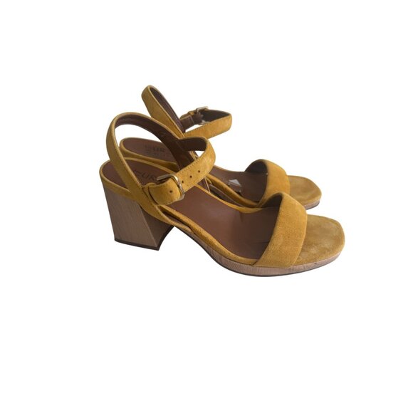 NATURALIZER Yellow Suede Sandals Heels Size 7.5W - Picture 7 of 9